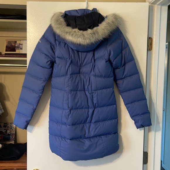 Columbia Down Hooded Long Jacket, Puffer Coat Size XS Powder Blue - Picture 3 of 6